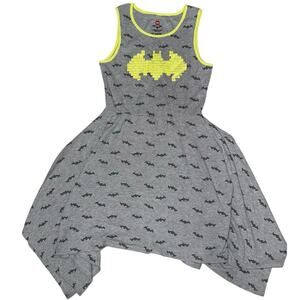 LEGO the Batman Girls Dress size XL 14/16 Sleeveless Bat Print Dress Gray